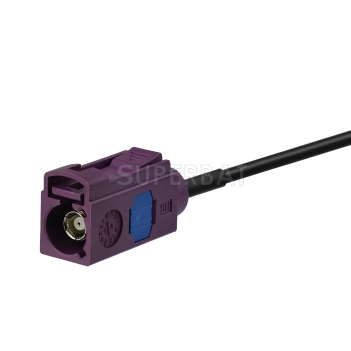 Fakra Claret Violet Straight Jack to Fakra Claret Violet Straight Plug RG174 50cm