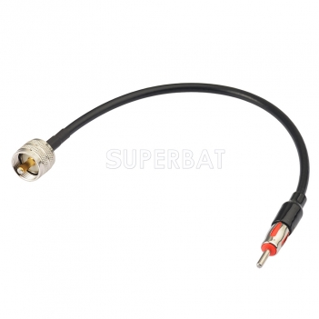 PL259 UHF male to AM/FM Motorola male Connector - Car Radio Antenna Aerial RG58 Cable Extension Lead 12"