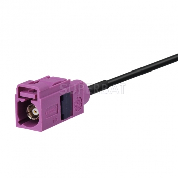 Fakra Signal Blue Right Angle Jack to Fakra Heather Violet Straight Jack RG174 500cm