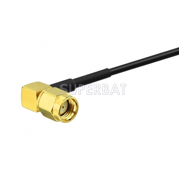 RP-SMA BulkHead Jack to RP-SMA Right Angle Plug RG174 80cm