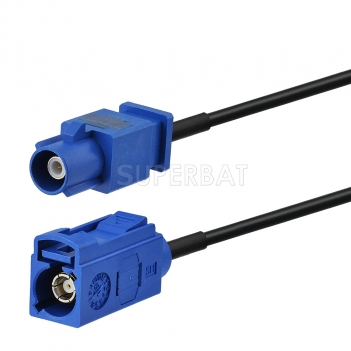 Fakra Signal Blue Straight Jack to Fakra Signal Blue 1 Straight Plug RG174 305cm