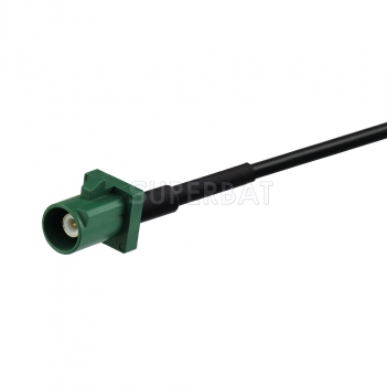 Fakra Leaf Green Straight Plug to SMB Right Angle RG174 50cm