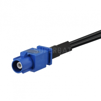 Fakra Signal Blue 1 Straight Plug to Fakra Signal Blue Right Angle Jack to SMA Straight Plug RG174 30cm V shape
