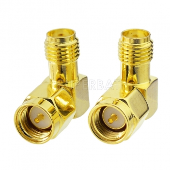 Superbat SMA male to SMA female Right Angle adapter connector for Clover Leaf FPV Antenna