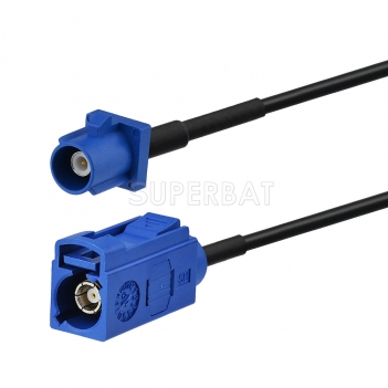 Fakra Signal Blue Straight Jack to Fakra Signal Blue Straight Plug RG174 50cm