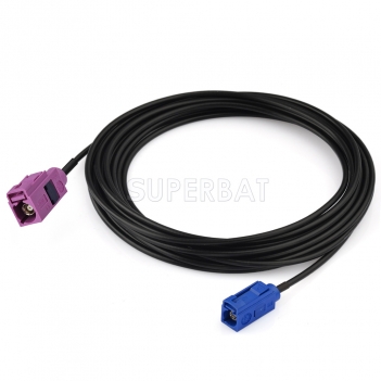 Fakra Signal Blue Straight Jack to Fakra Heather Violet Straight Jack RG174 500cm