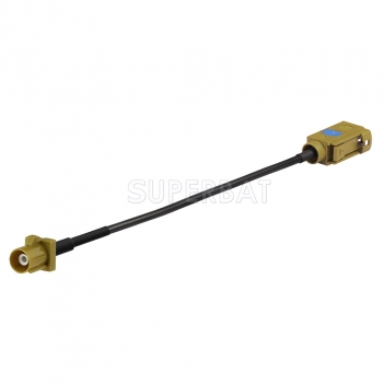 Fakra Curry Straight Jack to Fakra Curry Straight Plug RG174 15cm