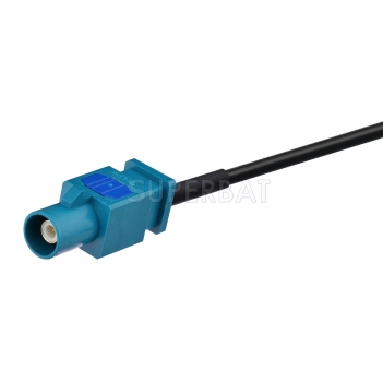 Fakra Water Blue 1 Straight Plug to DIN Straight Plug RG174 100cm