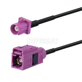 Fakra Heather Violet Straight Jack to Fakra Heather Violet Straight Plug RG174 300cm