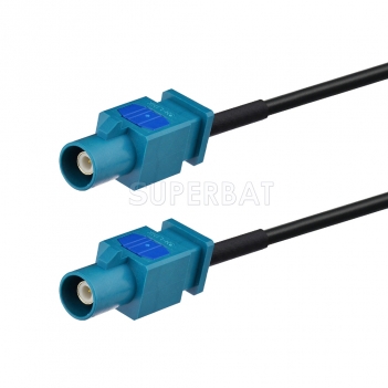 Fakra Water Blue 1 Straight Plug to Fakra Water Blue 1 Straight Plug RG174 30cm