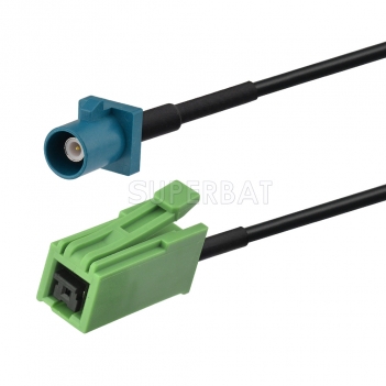 Fakra Water Blue Straight Plug to GT5-1S Grey Green Straight Jack RG174 25cm