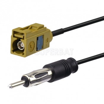 Fakra Curry Straight Jack to DIN Straight Plug RG174 15cm