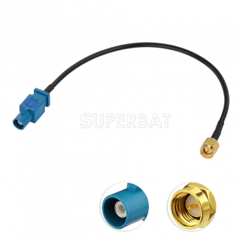 Superbat Fakra Z Male to SMA Male RG174 20cm GPS Pigtail Coax Cable for GPS Antenna