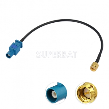 Superbat Fakra Z Male to SMA Male RG174 20cm GPS Pigtail Coax Cable for GPS Antenna