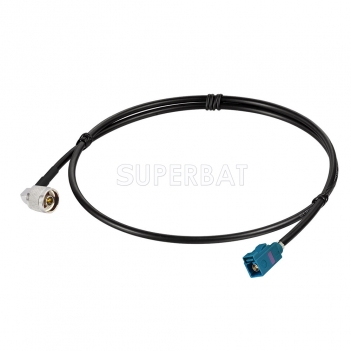 Fakra Water Blue Straight Jack to N Right Angle KSR195 100cm