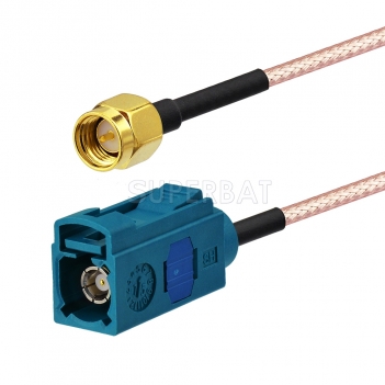 Fakra Water Blue Straight Jack to SMA Straight Plug RG316 50cm