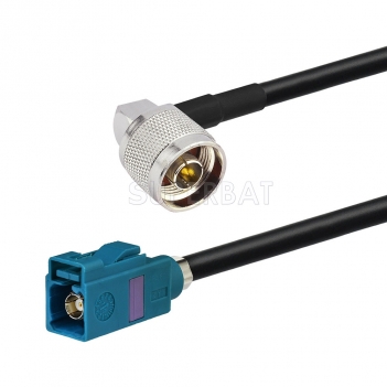 Fakra Water Blue Straight Jack to N Right Angle KSR195 100cm