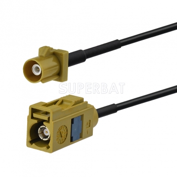 Fakra Curry Straight Jack to Fakra Curry Straight Plug RG174 15cm