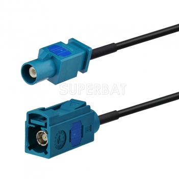 Fakra Water Blue Straight Jack to Fakra Water Blue 1 Straight Plug RG174 100cm