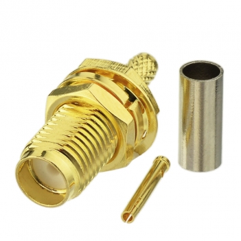 SMA Female Crimp Bulkhead Straight Connector for RG316 RG174