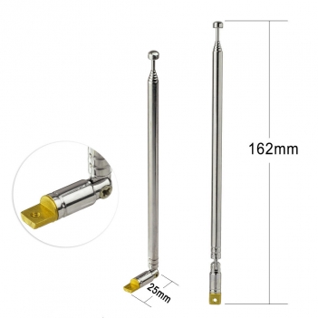 2PCS Superbat Indoor AM FM Radio Antenna 6 Section Telescopic Antenna