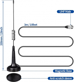 Bingfu CB Antenna 27MHz CB Radio Antenna Magnetic Base Handheld CB Antenna PL259 & BNC Male Compatible with Cobra Midland Uniden Maxon President Vehicle Car Truck Mobile CB Radio Handheld CB Radio