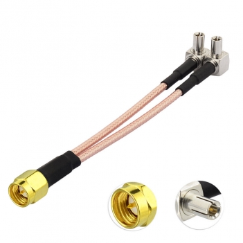 SMA Male Plug to Dual TS-9 Male Right Angle Plug RG316 Cable 10cm