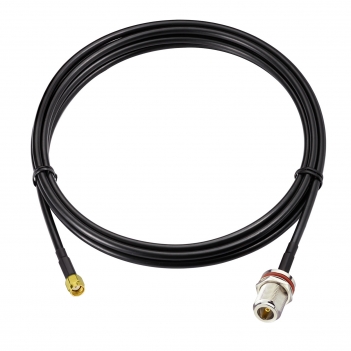 N BulkHead Jack with O-ring to RP-SMA Right Angle Plug Low Loss KSR195 100cm