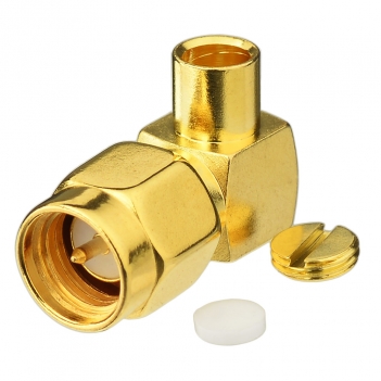 SMA Plug Male Right Angle Solder Connector for Semi-Rigid 0.141" RG402 Cable