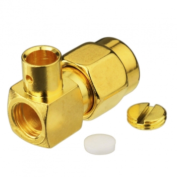 SMA Plug Male Right Angle Solder Connector for Semi-Rigid 0.141" RG402 Cable