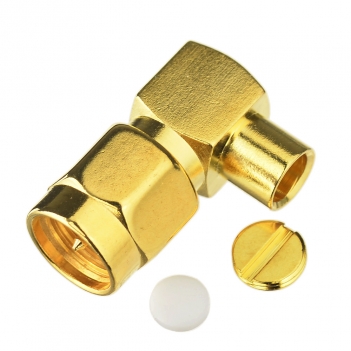 SMA Plug Male Right Angle Solder Connector for Semi-Rigid 0.141" RG402 Cable