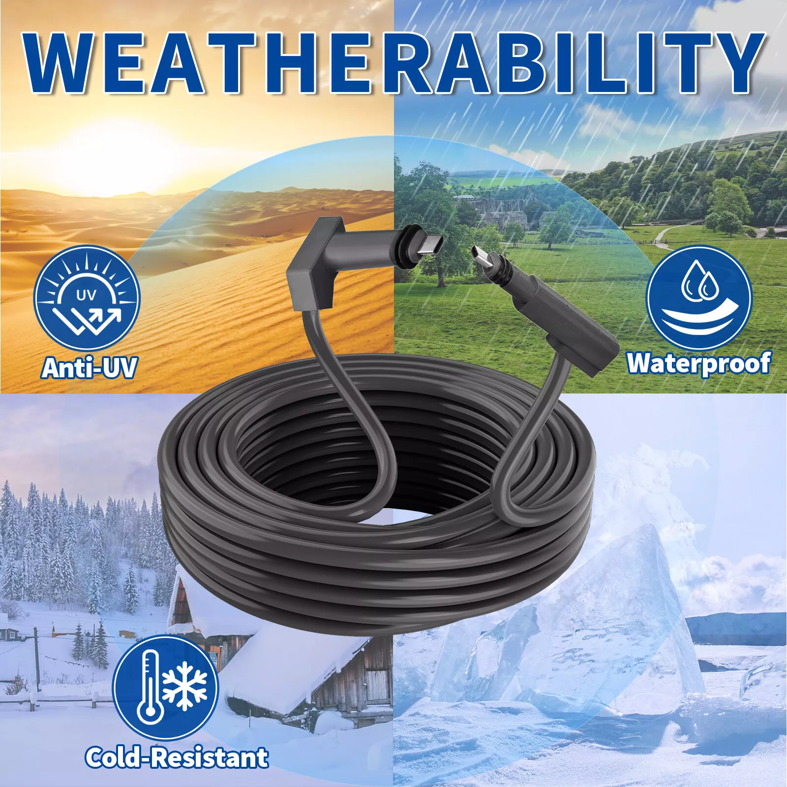 50 Feet Internet Replacement Cable For StarLink Satellite Dish 50FT V2 Rectangle