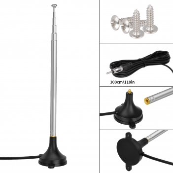 Universal Car Stereo AM FM Radio Antenna,Magnetic and screw-in Mount AM FM Car Radio Patch Antenna for Vehicle Truck SUV Car Audio HD Radio Stereo In Dash Head Unit CD Media Receiver Player Amplifier