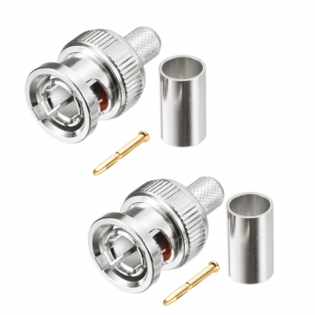 Superbat 2 PCS 75 Ohm BNC Male Plug Straight Crimp Connector for RG59 Cable