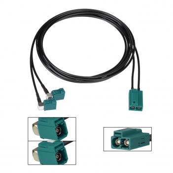 Fakra Extension Cable Car Antenna Splitter Double Z Female to Male Splitter for Car Stereo GPS FM AM HD Radio CD Media Player RG174 1.5M ROHS