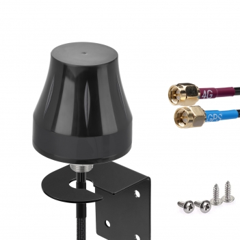 GPS LTE Combination Antenna With Dual SMA Male Connectors 3m Cables And Wall Mount Bracket