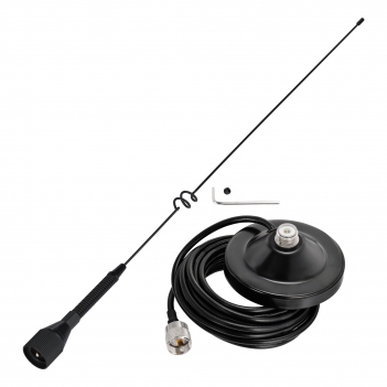 Mobile Radio Antenna Dual Band VHF UHF 136-174MHz and 400-460MHz Amateur Radio Antenna Vehicles 39 cm with Magnetic Base PL259 Connector and 5 m Cable for Bidirectional Radio and Amateur