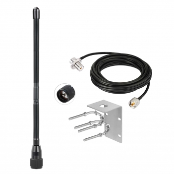 Soft Whip CB Antenna 27MHz with PL259 UHF BNC Male 16.5ft RG58 Coaxial Cable for Uniden Bearcat Cobra Galaxy Mobile Radio - Stainless Steel Mount
