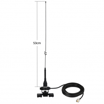 Dual Band VHF UHF Mobile Antenna 136-174MHz & 400-460MHz - 53cm Ham Antenna with Bracket, PL259 Plug and 5m Cable for Two-Way and Amateur Radios