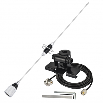 Dual Band VHF UHF Mobile Antenna 136-174MHz & 400-460MHz - 39cm Ham Antenna with Bracket, PL259 Plug and 5m Cable for Two-Way Radios and Amateur Radios