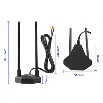 WiFi 6E Antenna Magnetic Base High Gian Antenna with RP-SMA Male Connector for WiFi  Router PC Desktop Computer PCI-E Card  Gaming Motherboard