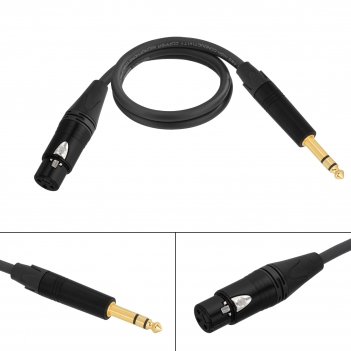 2FT 6.35mm (1/4 Inch) TRS to Balanced XLR Female Stereo Audio Cable for Bass,Electric Guitar, Keyboard,Amp,Speaker,Equalizer;Microphones,Amplifiers, mixing consoles; Live events or studio sound; Analog audio.