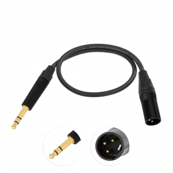 2FT 6.35mm (1/4 Inch) TRS to Balanced XLR Male Stereo Audio Cable for Bass,Electric Guitar, Keyboard,Amp,Speaker,Equalizer;Microphones,Amplifiers, mixing consoles; Live events or studio sound; Analog audio.
