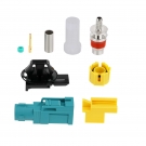 IP67 Waterproof FAKRA Waterblue Female Code Z connector for RG316, RG174 Cable