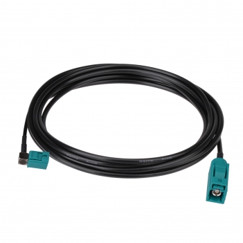 Fakra Water Blue Right Angle Jack to Fakra Water Blue Straight Jack RG174 260cm