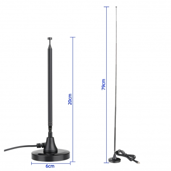 DAB+ FM Radio Antenna Digital Telescopic Antenna for Indoor Use with Magnetic Base 3 m Extension Cable for 75 Ohm DAB FM Radio Tuner Stereo Receiver AV HiFi Receiver