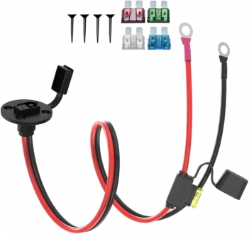 2FT 10AWG SAE Power Socket Sidewall Port to O Ring Connecters Extension Cord Cable with 10A 15A 20A 25A 30A Fuse Compatible with Solar Generator Battery Charger,for Solar Accessories