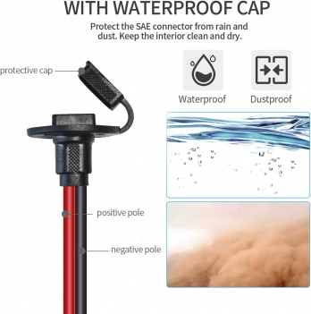 2FT 14AWG SAE Power Socket Sidewall Port to O Ring Connecters Extension Cord Cable with 10A 15A 20A Fuse Compatible with Solar Generator Battery Charger,for Solar Accessories