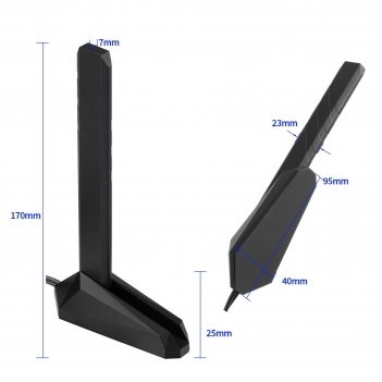 WiFi 7 WiFi 6E Antenna Tri-Band 2.4GHz 5GHz 6GHz Magnetic Base antenna with RP-SMA Male for Gaming PC Desktop Computer Motherboard PCIe Card, Wireless Router Modem