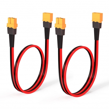 ELFCULB 12AWG 1FT XT60 Extension Cable, XT60 Female to Male Connector for RC Battery Portable Power Station Solar Panel(2 Pieces)